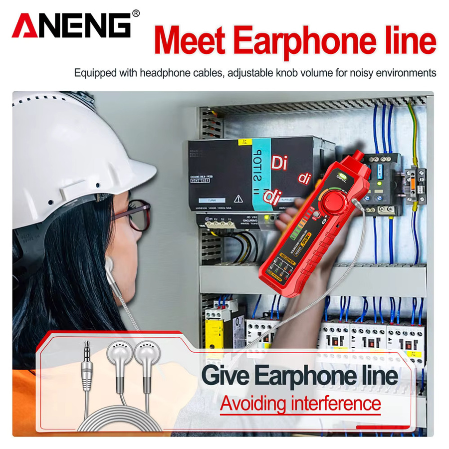 ANENG M469C Smart Netzwerkkabeltester für RJ45 RJ11 LAN und Stromkabel in Rot mit Leitungsverfolgung und DC-Pegelmessung - Bild 2