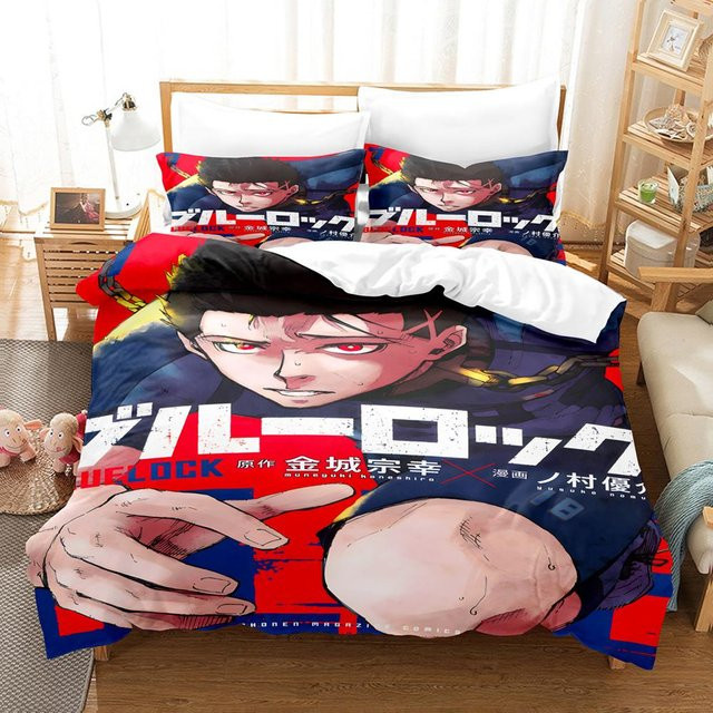 Blue Lock Anime Bettwäsche-Set aus Mikrofaser mit Motiv für Teenager, Multicolor, B/H: 210 x 210 cm - Bild 1