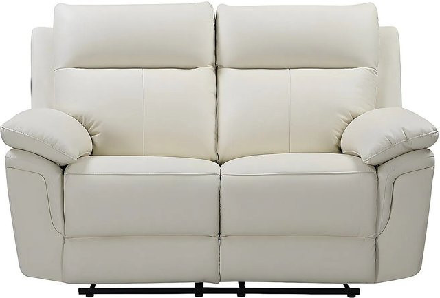 Vente-unique Relaxsofa Pakita in Elfenbein mit Büffelleder und Massivholzrahmen - Bild 1