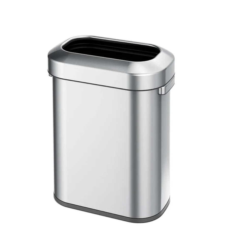 PROREGAL Ovaler Offener Abfallsammler aus Gebürstetem Edelstahl in Silber, 60 Liter, H x B x T: 65 x 46,2 x 28,8 cm - Bild 2