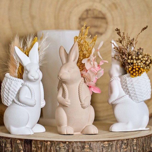 UDOCOOL Silikonform Osterhase für DIY Kaninchen-Ornamente aus Gips oder Harz in Weiß - Bild 1