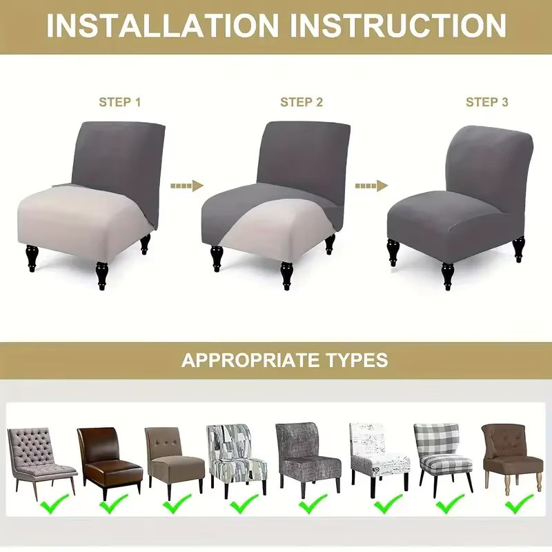 WANERQU Stretch Spandex Schonbezug für armlose Sessel und Einzelsofas in einfarbigem Design - Bild 2