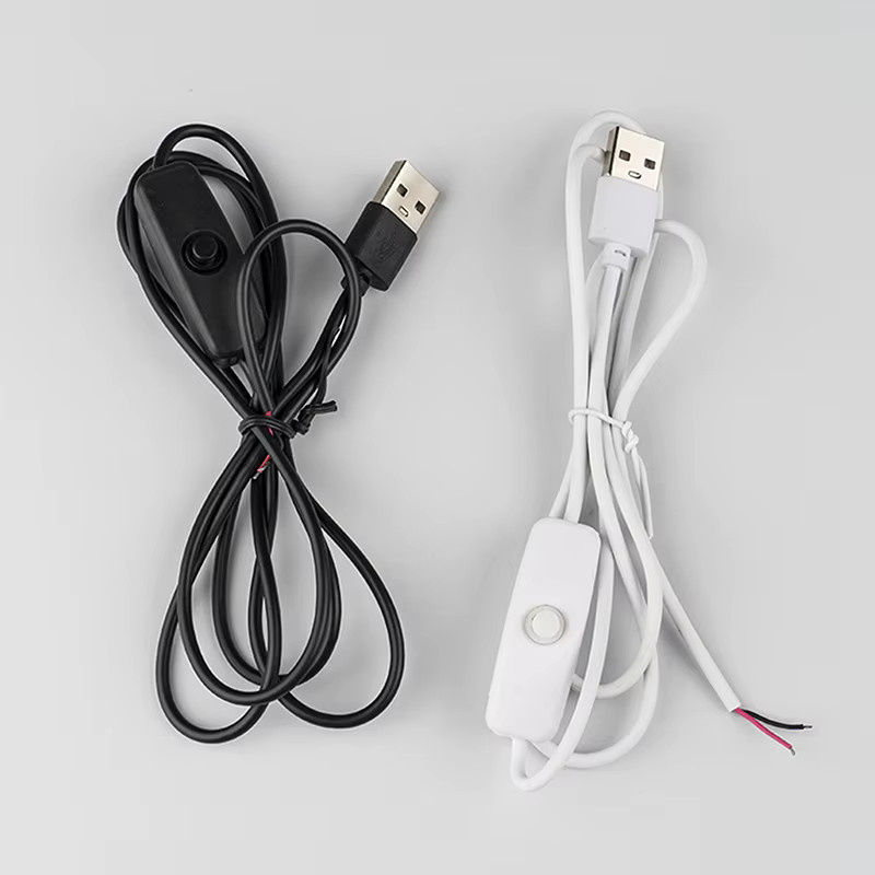 ESHYLALA USB-A Stecker auf 2-Core Anschluss Kabel mit ON/OFF Schalter für LED Streifen und Lampen, Schwarz - Bild 1