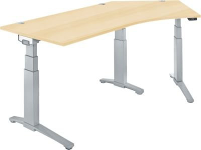 Schäfer Shop Genius ERGOSTYLE S Schreibtisch elektrisch höhenverstellbar, C-Fuß, Ahorn/weißaluminium, B: 216,5 cm, T: 80 cm, H: 64,5-130,5 cm - Bild 1