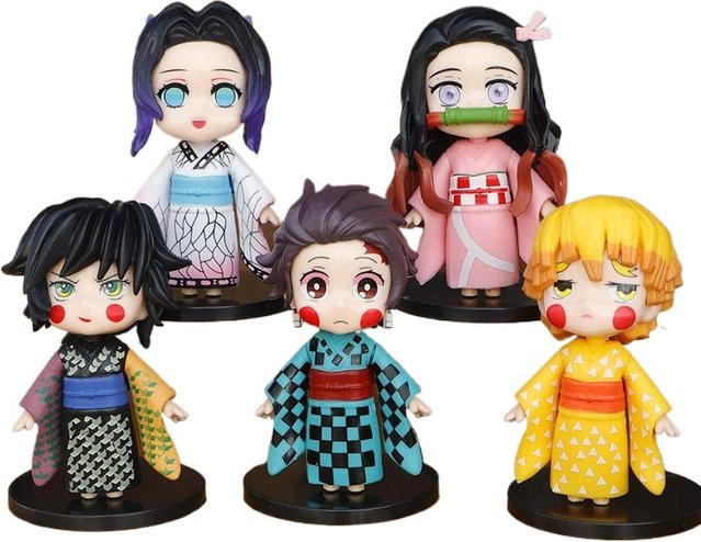 Bandai Demon Slayer Q-Version Kimono Anime Figuren, 5-teiliges Set - Bild 1