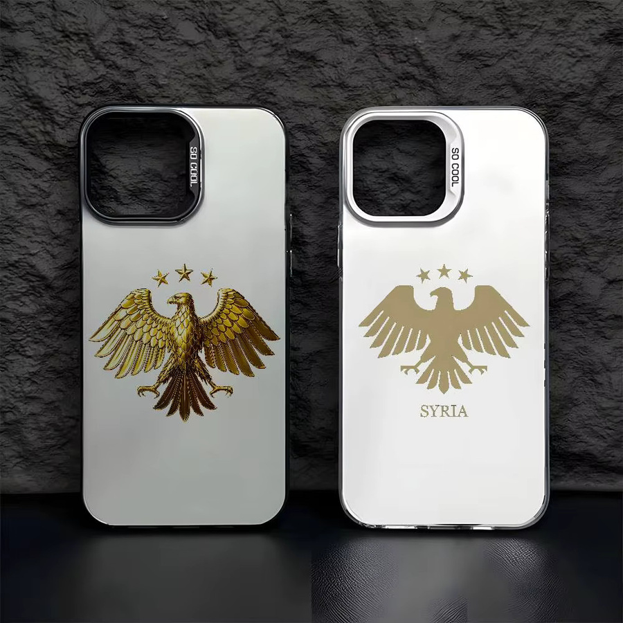 Eagle Handyhülle im syrisch-arabischen Design für iPhone 11 bis iPhone 17 Pro Max, mehrfarbig, matt mit Laser-Effekt und metallischem Aurora-Finish - Bild 1