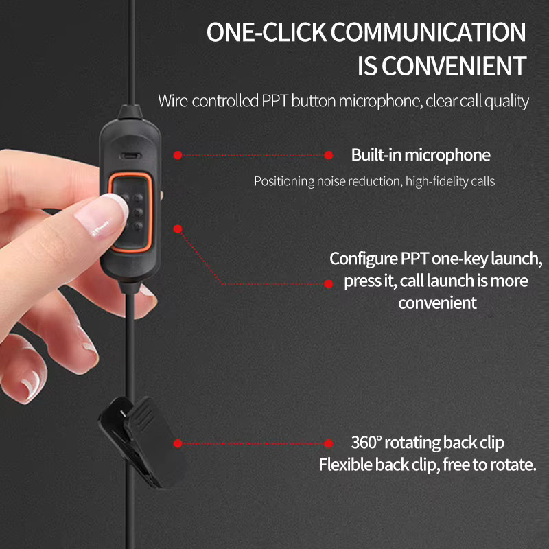 ABBREE 780 Headset-Mikrofon-Kopfhörer in Schwarz für BaoFeng UV-5R UV-21 PRO und Quansheng UV-K6 Walkie Talkie Zubehör - Bild 4