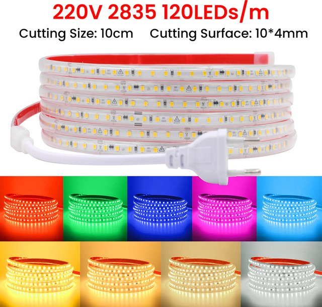 KISUFU RGB LED-Streifen Set, Multicolour, 120 LED/m, 220V mit EU-Stromkit, wasserdicht und flexibel - Bild 1
