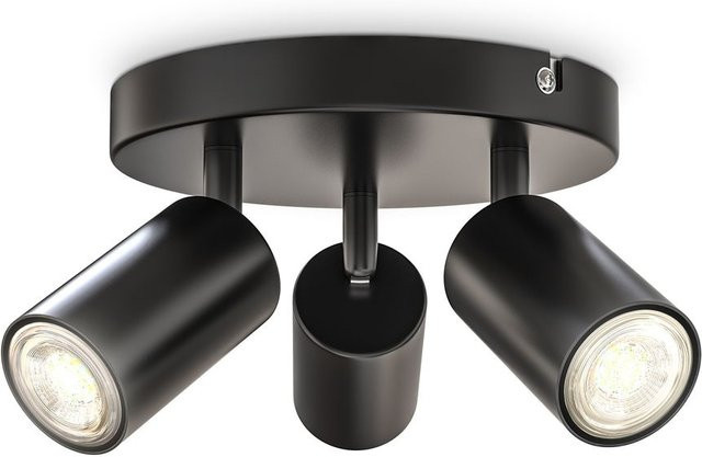 B.K.Licht Decken-Spotleuchte in Schwarz, modern und verstellbar, 3xGU10, Rund aus Metall - Bild 1