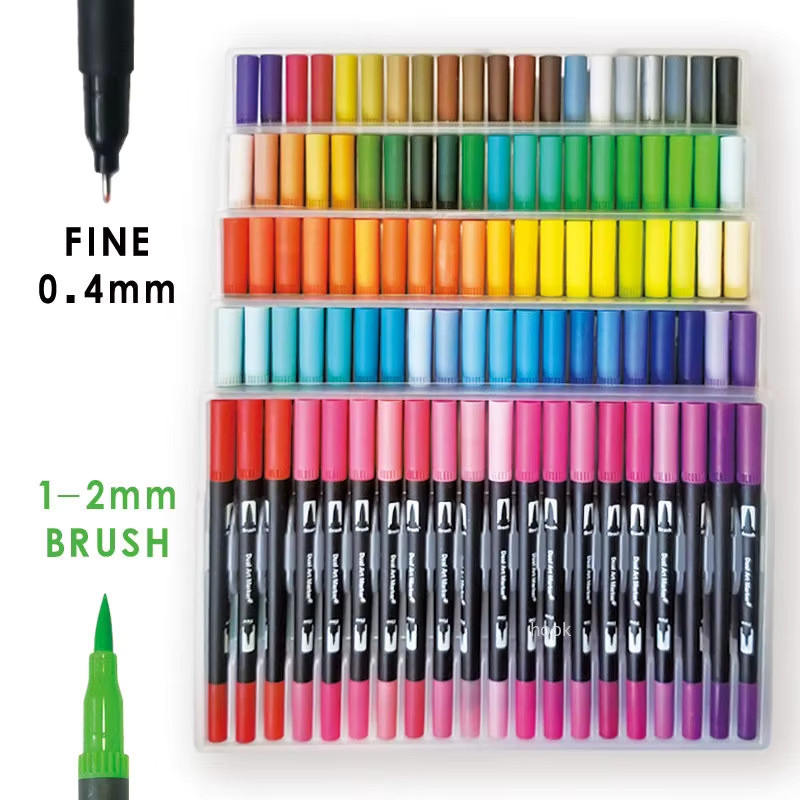 Hopk Aquarell-Pinselstift-Set mit Dual-Tip und Ink-Effekt, 132/24 Farben in Multicolour, Zeichenmarker für Künstler, Kinder und Erwachsene - Bild 2