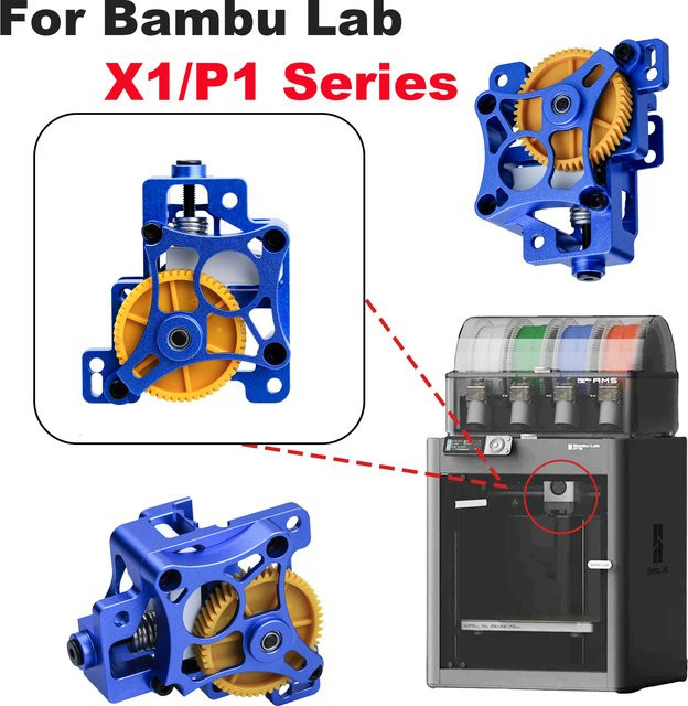 Bambu Lab CNC-Metall-Extruder-Einheit aus gehärtetem Stahl für P1S, P1P und X1 Serie in Blau - Bild 1