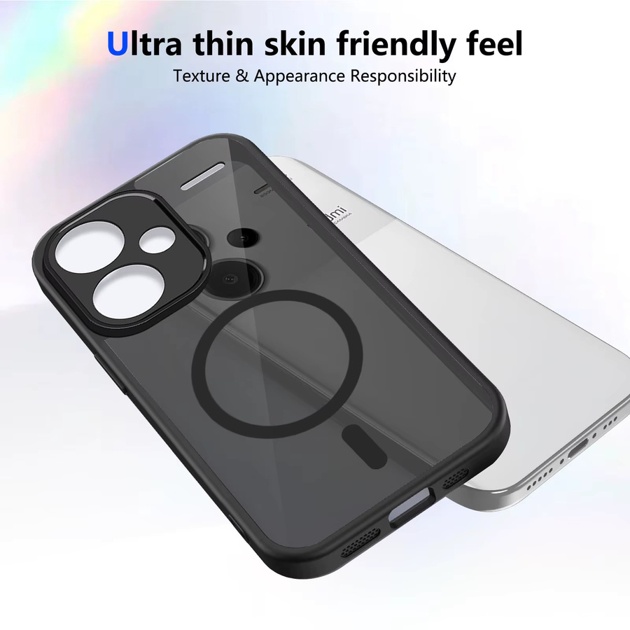Xiaomi Magnetische Matte Schutzhülle für Redmi Note 13 Pro Plus, Note 13 Pro und Note 13, Transparent Schwarz, Anti-Drop und Stoßfest - Bild 2