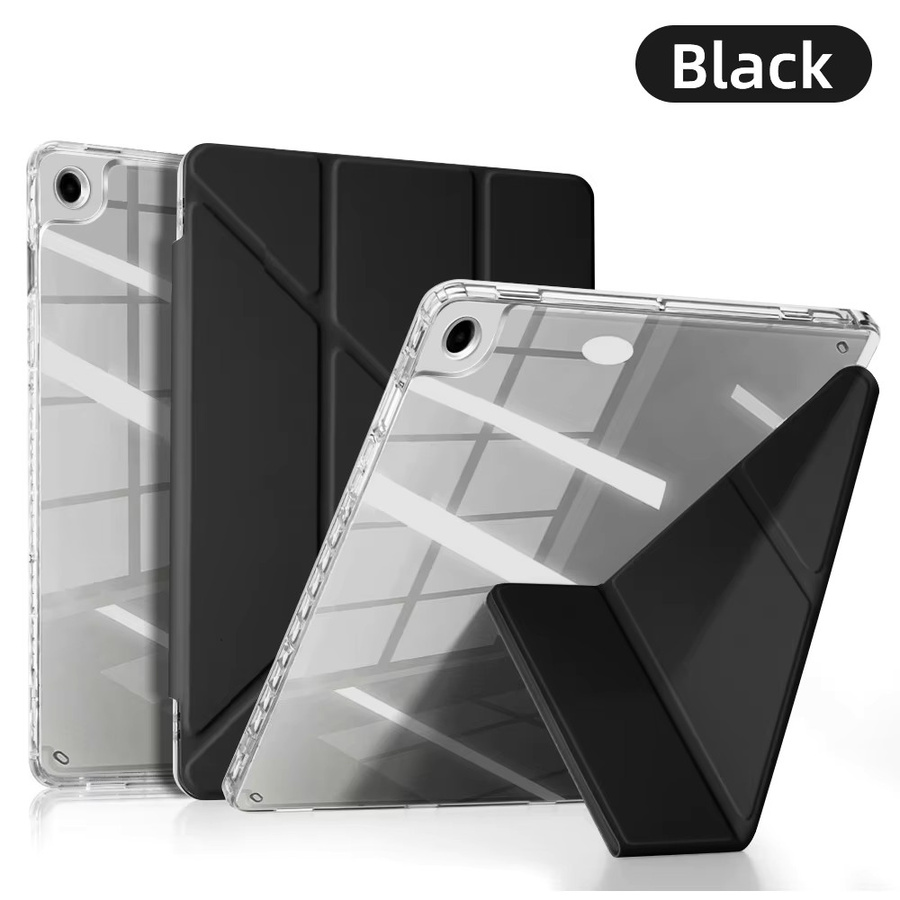 Hansong Schutzhülle für Samsung Galaxy Tab A9 und Tab A11 Plus 11 Zoll mit Stifthalter, dreifach faltbarem Standfuß, Smart Cover und weicher TPU-Rückseite in Schwarz - Bild 1