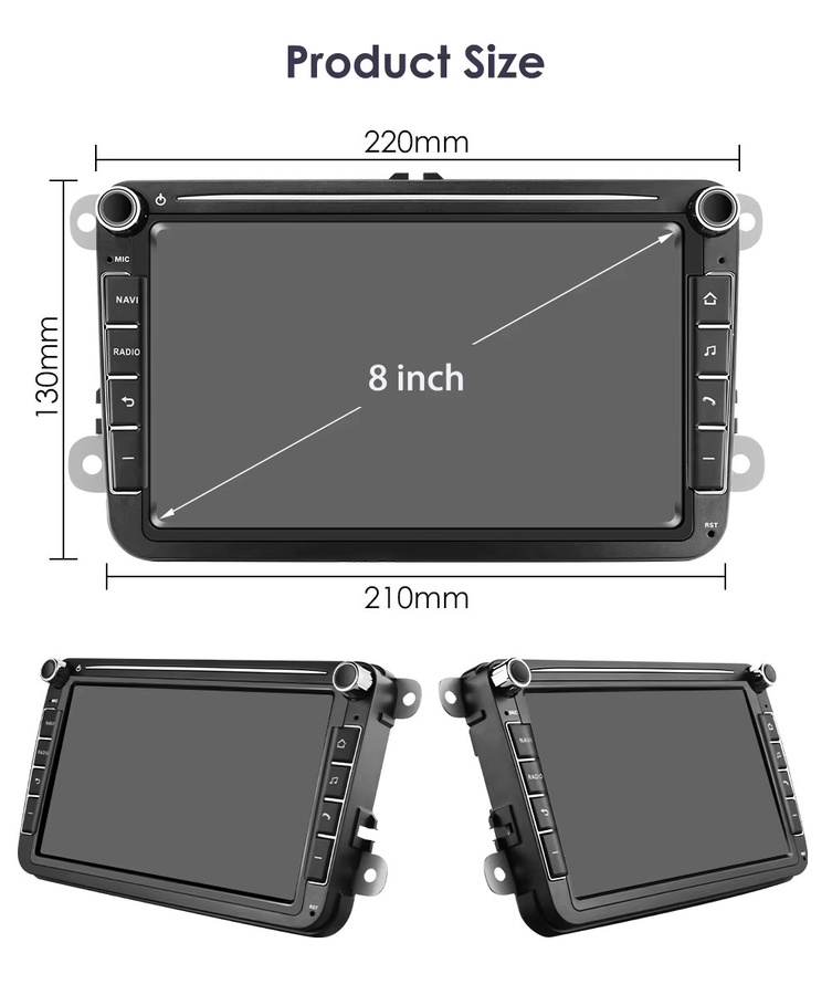 Hizpo 8-Zoll Android Autoradio mit GPS und Carplay für VW Volkswagen Golf Polo Skoda Rapid Octavia Tiguan Passat B7 Jetta, Schwarz - Bild 4