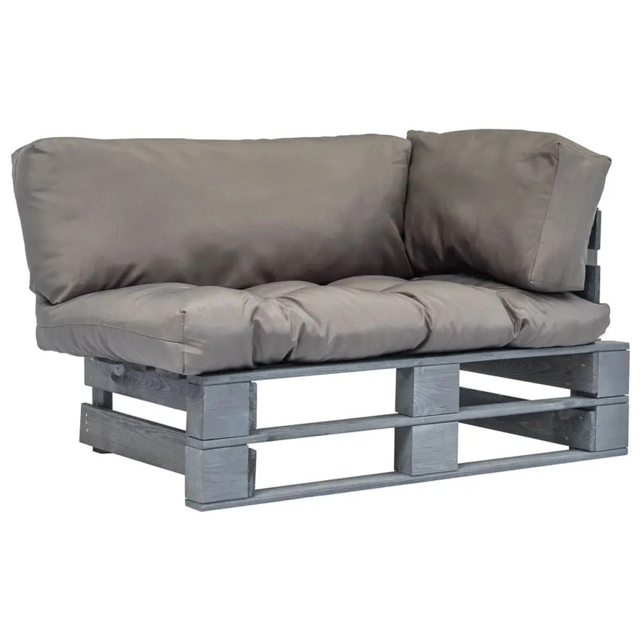 vidaXL Outdoor-Sofa aus Kiefernholz mit grauen Polsterkissen für Garten und Terrasse - Bild 2