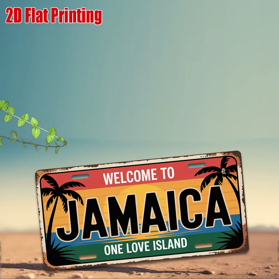 CIFBUY Vintage Jamaika Aluminium-Schild One Love Island Tropische Wanddekoration, Mehrfarbig, B: 30 cm, H: 15 cm - Bild 4