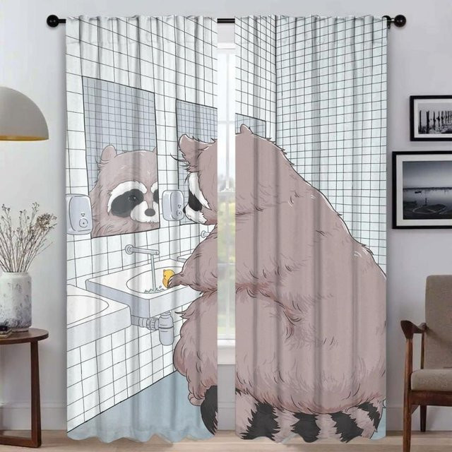Halloween Verdunkelungsvorhänge mit Tiermotiven, 2er-Set Mehrfarbig, Breite: 50 cm, Höhe: 70 cm - Bild 1