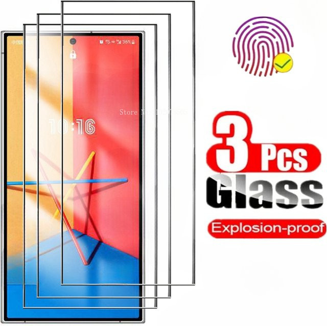 3er-Pack Displayschutz aus gehärtetem Glas für Samsung Galaxy S24 Ultra, S23 FE, S22 und S21 Plus, transparent, 0,18 mm ultra-dünn, 9H Härtegrad - Bild 1