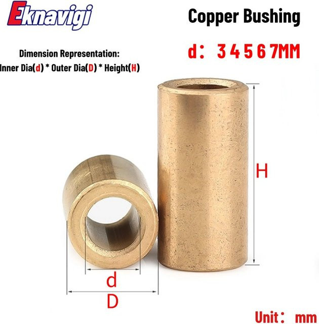 Eknavigi Selbstschmierende Verbundlager-Kupferwellenbuchsen aus Messing in Gold, Innendurchmesser: 3 mm, 4 mm, 5 mm, 6 mm, 7 mm - Bild 1