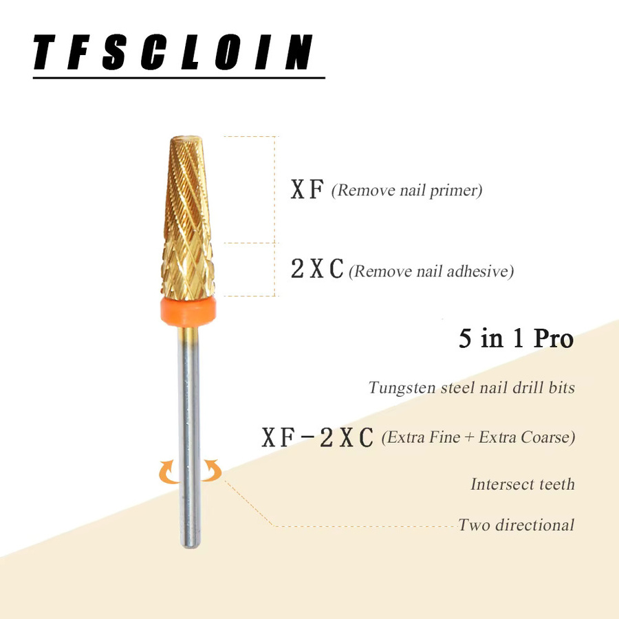 TFSCLOIN 5-in-1 Pro-Nagelbohrer aus Wolframstahl, Schwarz - Bild 2