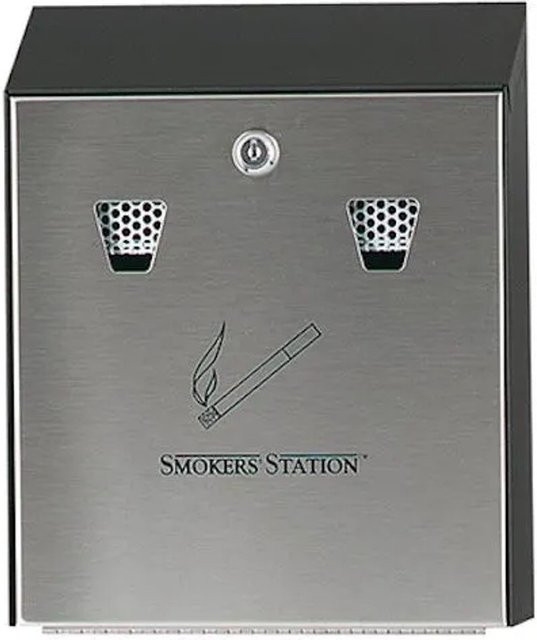 PROREGAL Rubbermaid Wand-Aschenbecher aus Edelstahl mit feuerbeständigem Inneneimer in Silber, H x B x T: 31,8 x 25,4 x 7,6 cm - Bild 1