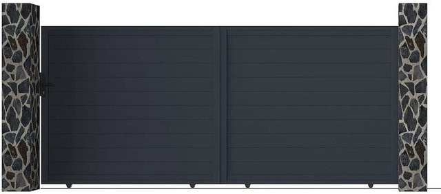 Vente-unique Schiebetor Nazario aus Aluminium in Anthrazitgrau, Breite: 348 cm - Bild 1