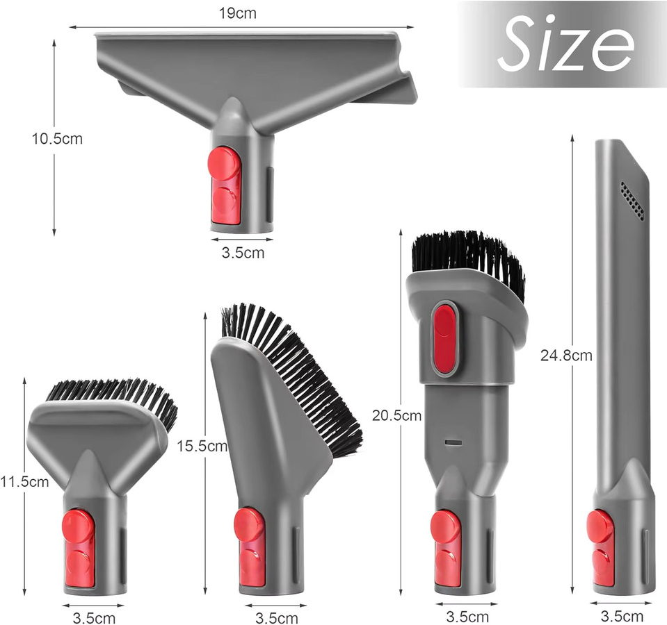 Dyson Fugenmatratzenschlauch-Werkzeug in Grau für Akku-Staubsauger V15 V12 V11 V10 V8 V7 als Ersatzteil und Zubehör - Bild 2