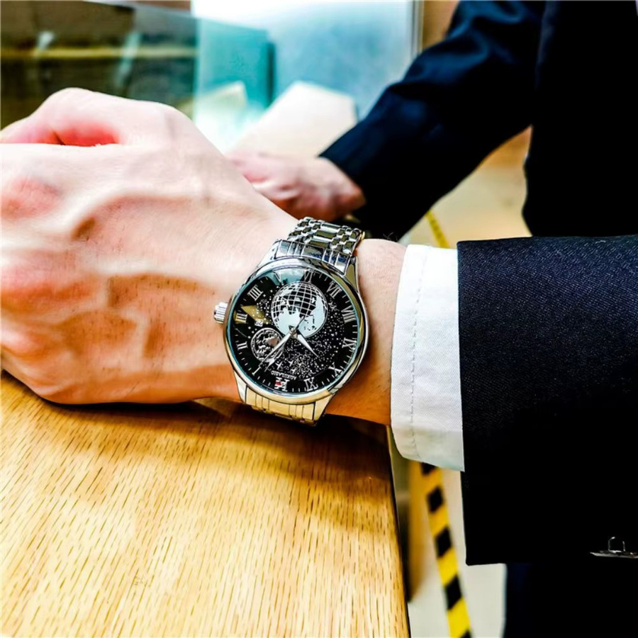 AOKULASIC Armbanduhr Automatik, Edelstahl, Schwarz, Herren - Bild 2