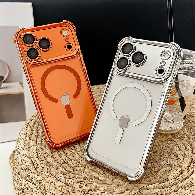 SUNWARD Magnetische Hülle für iPhone 17 16 15 14 13 Pro Max Air, Transparent/Schwarz, Stoßfestes Case mit MagSafe Kompatibilität - Bild 1