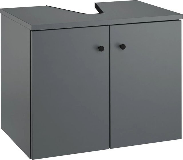 Erst-Holz Unterschrank Waschtisch Grau Wandmontage Modern mit Eichenoptik - Bild 1