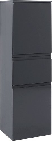HELD MÖBEL Midischrank Cardiff in Grau, modern und glänzend, mit Soft-Close-Türen und Regalböden, Breite: 40 cm, Höhe: 130 cm, Tiefe: 35 cm - Bild 1