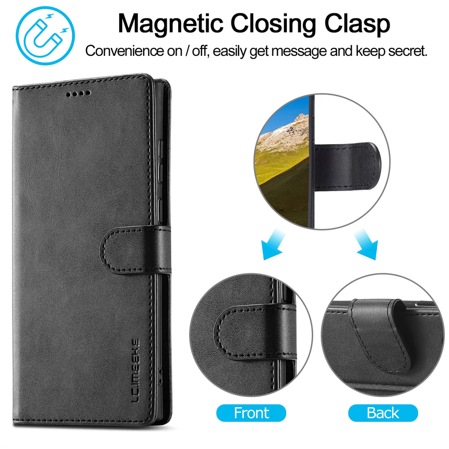 Business Ledertasche Wallet Card Holder Cover für Samsung Galaxy S26 Ultra S24 S23 FE S22 S21 S20 S10 S9 Plus Note 20 10 Plus Flip in Schwarz - Bild 2