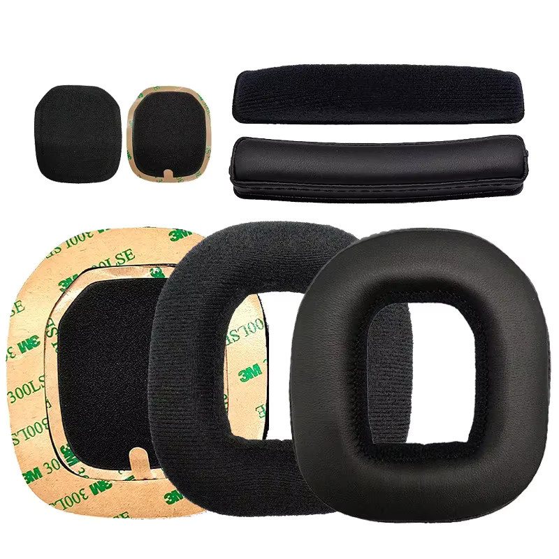 Ersatz-Ohrpolster und Stirnband-Set für Logitech Astro A50 A10 A20 A40 Kopfhörer in Schwarz aus Leder und Samt - Bild 2