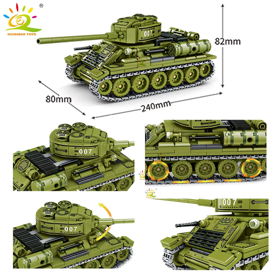 HUIQIBAO Militär T-34 Panzer Bausteine-Set für Kinder als Konstruktionsspielzeug aus Kunststoff - Bild 2