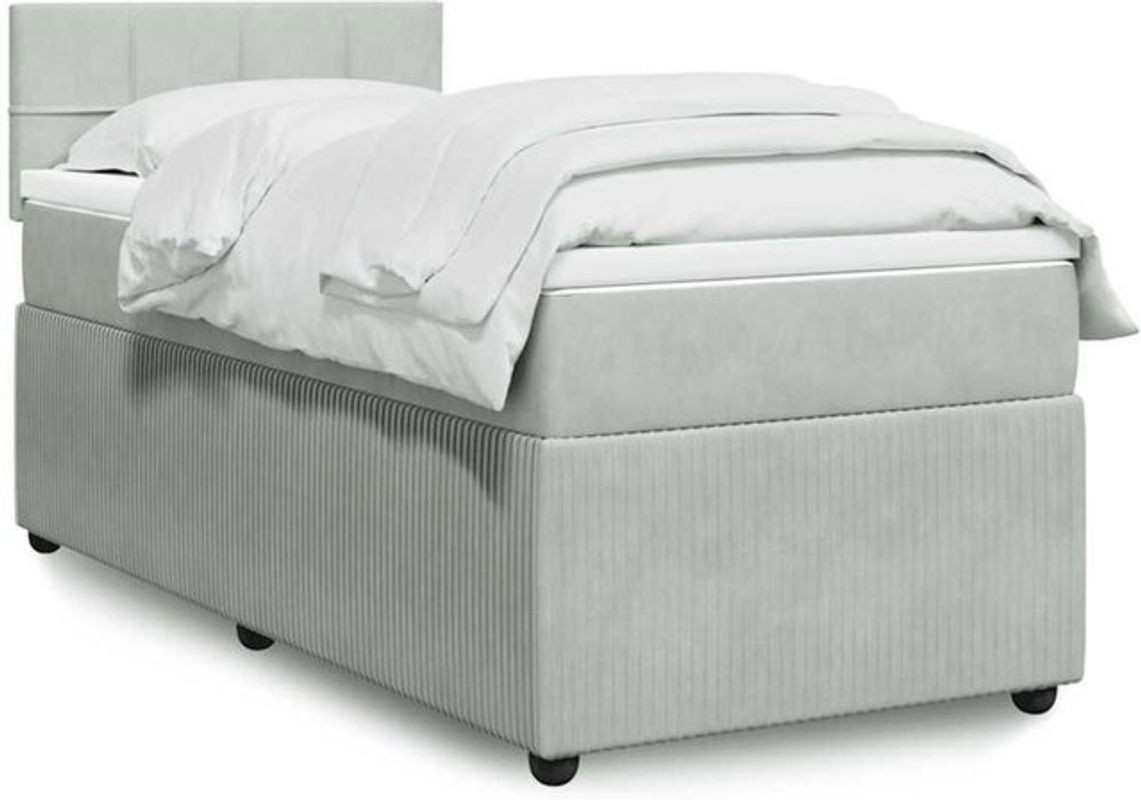 Vidaxl Boxspringbett mit Matratze in Grau aus Samt, B/T/H: 80 x 200 x 100,5 cm - Bild 1