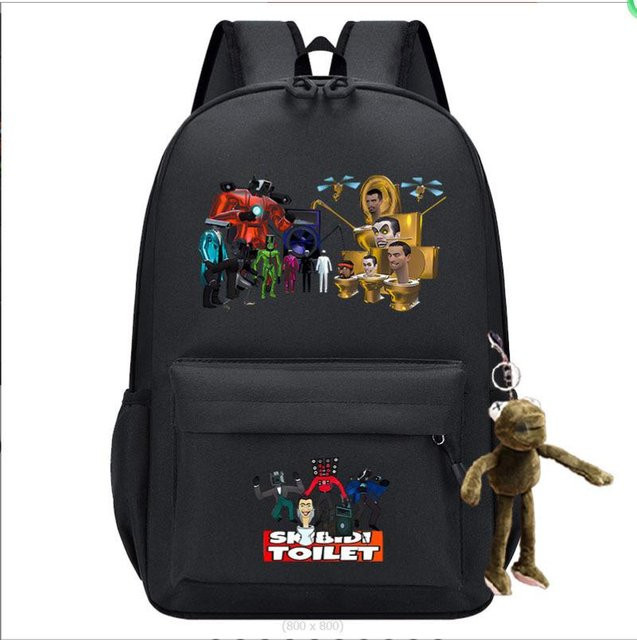 3-teiliges Schulrucksack-Set in Schwarz aus Oxford-Stoff mit großem Fassungsvermögen inklusive Federmäppchen und Schultergurt - Bild 1