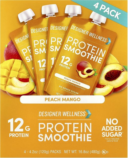 Designer Wellness Protein Smoothie, Pfirsich Mango, 4 x 120 g - Bild 1