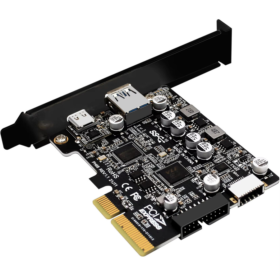 T.F.SKYWINDINTL USB 3.2 Gen 2 PCIe Erweiterungskarte mit 4 Ports (USB-A und USB-C), 10 Gbit/s, Schwarz - Bild 3