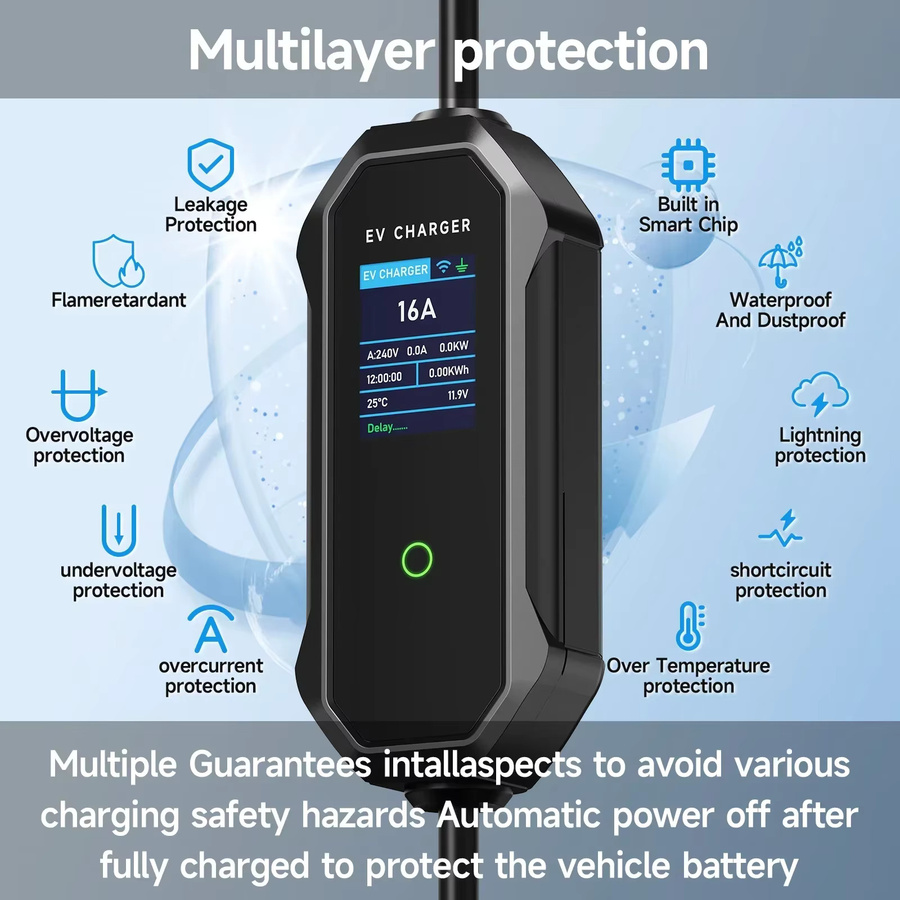 AFEEV Tragbares EV-Ladegerät 11kW 16A 3-Phasen Schnellladekabel GBT 20234 mit CEE-Stecker, WiFi und Bluetooth App-Steuerung - Bild 3