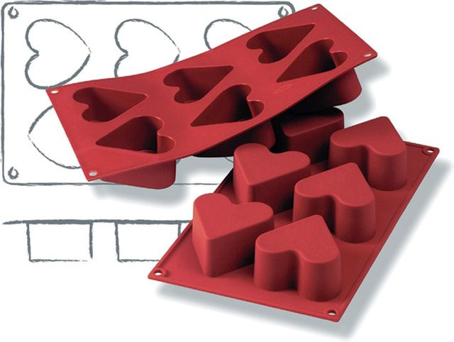 Schneider Silikonbackform Herz, rot, 130 ml, B/T/H: 17,5 x 30 x 6,5 cm - Bild 1