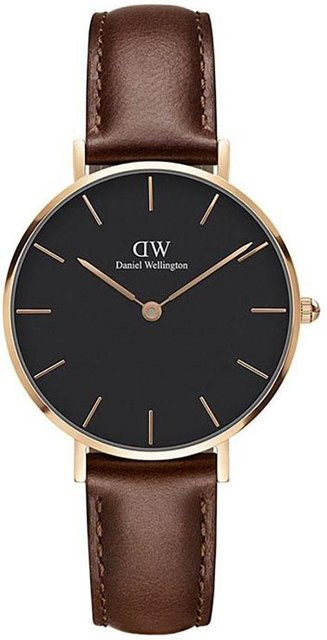 Daniel Wellington Armbanduhr, Roségold, Leder, Schwarz, Damen - Bild 1