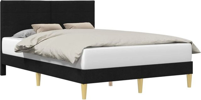vidaXL Bettrahmen mit Kopfteil in Schwarz aus Stoff und Holz, B/T/H: 124 x 206 x 280 cm - Bild 1