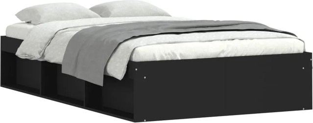 vidaXL Bettgestell in Schwarz aus Kiefernholz mit modernem Stil und Seitenfächern B/T/H: 120 x 200 cm - Bild 1
