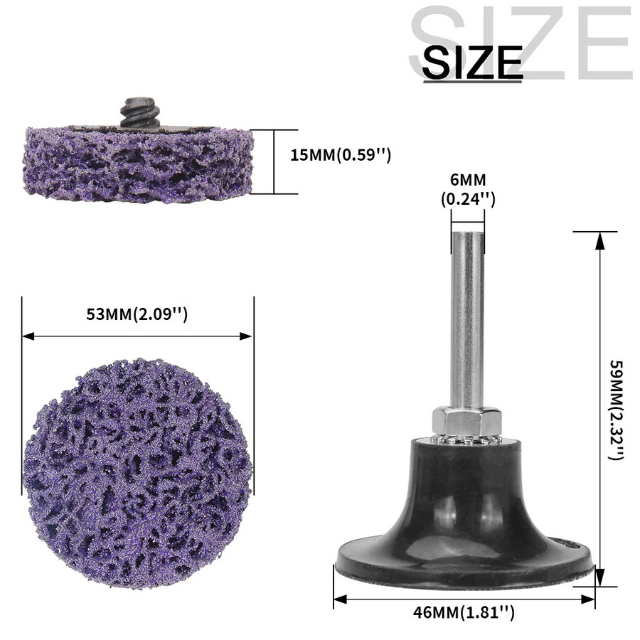 SI FANG 2-Zoll-Streifenscheiben Set in Lila zum Reinigen und Entfernen von Farbe inklusive Halter und Schleifscheibe - Bild 2