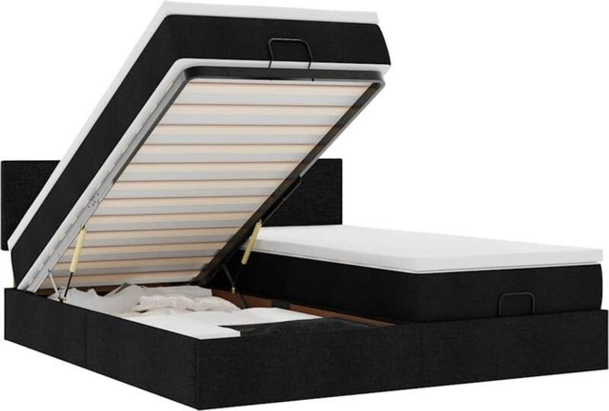 vidaxl Ottoman Polsterbett mit Matratze in Schwarz aus Stoff und Metall, B/T: 160 x 200 cm - Bild 1