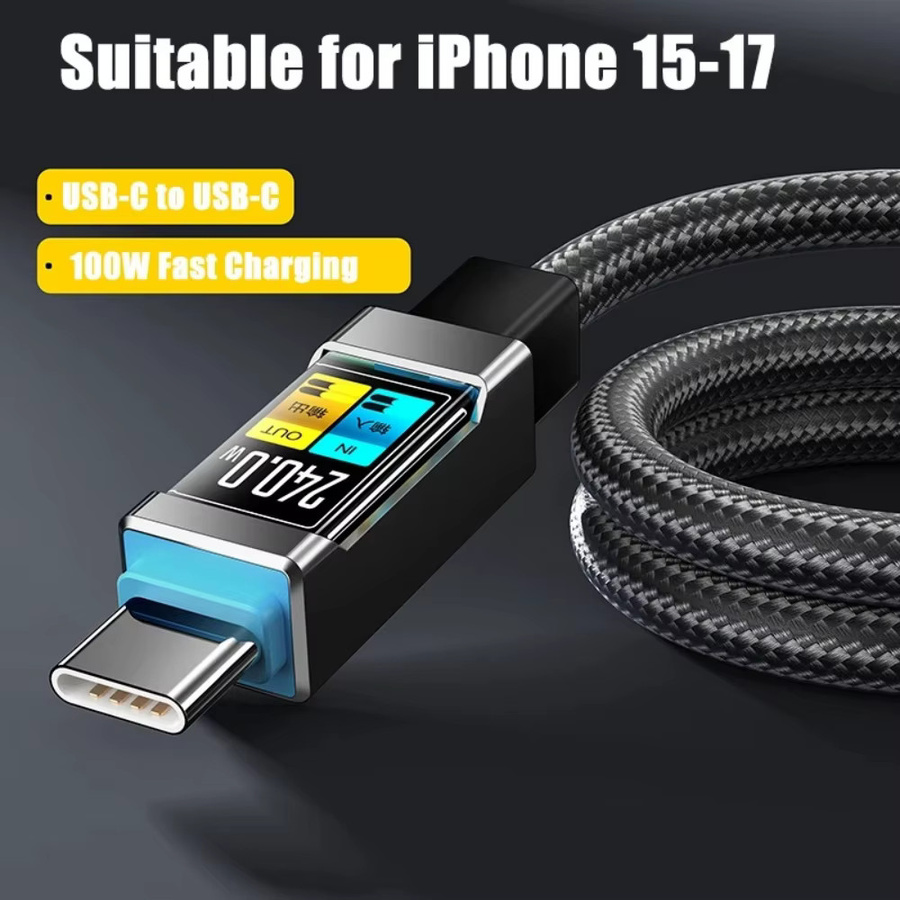 PD 240W USB Typ-C auf USB-C Ladekabel in Schwarz für iPhone, Samsung, Xiaomi und Huawei - Bild 2