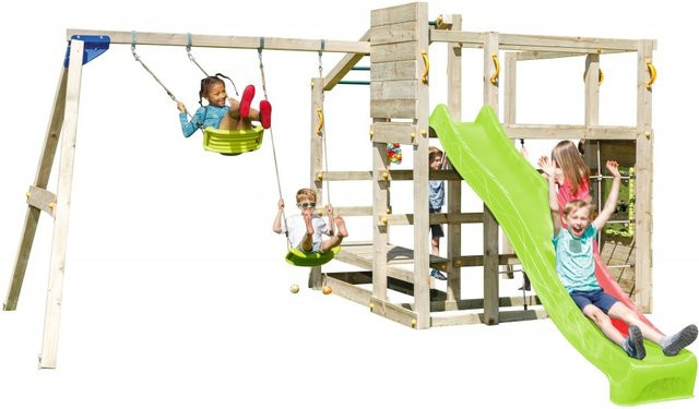 Spielturmking Spielturm CROSSFIT mit Rutsche und Doppelschaukel in Grün - Bild 1