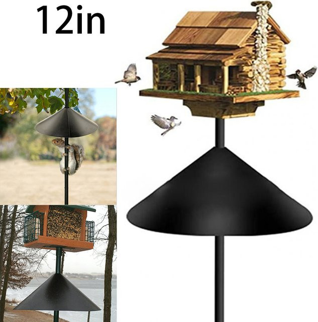Universelle Wrap-Around-Eichhörnchen-Schallwand aus rostfreiem Edelstahl in Schwarz als waschbärsicherer Schutz für deine Vogelhäuschen-Station, Breite: 30,0 cm - Bild 1