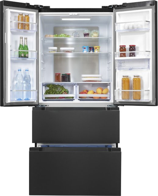 Exquisit FD490-160-WS-200E French Door Kühl-Gefrierkombination in Silber mit No-Frost und Inoxlook, H x B x T: 183 x 91 x 70 cm - Bild 1
