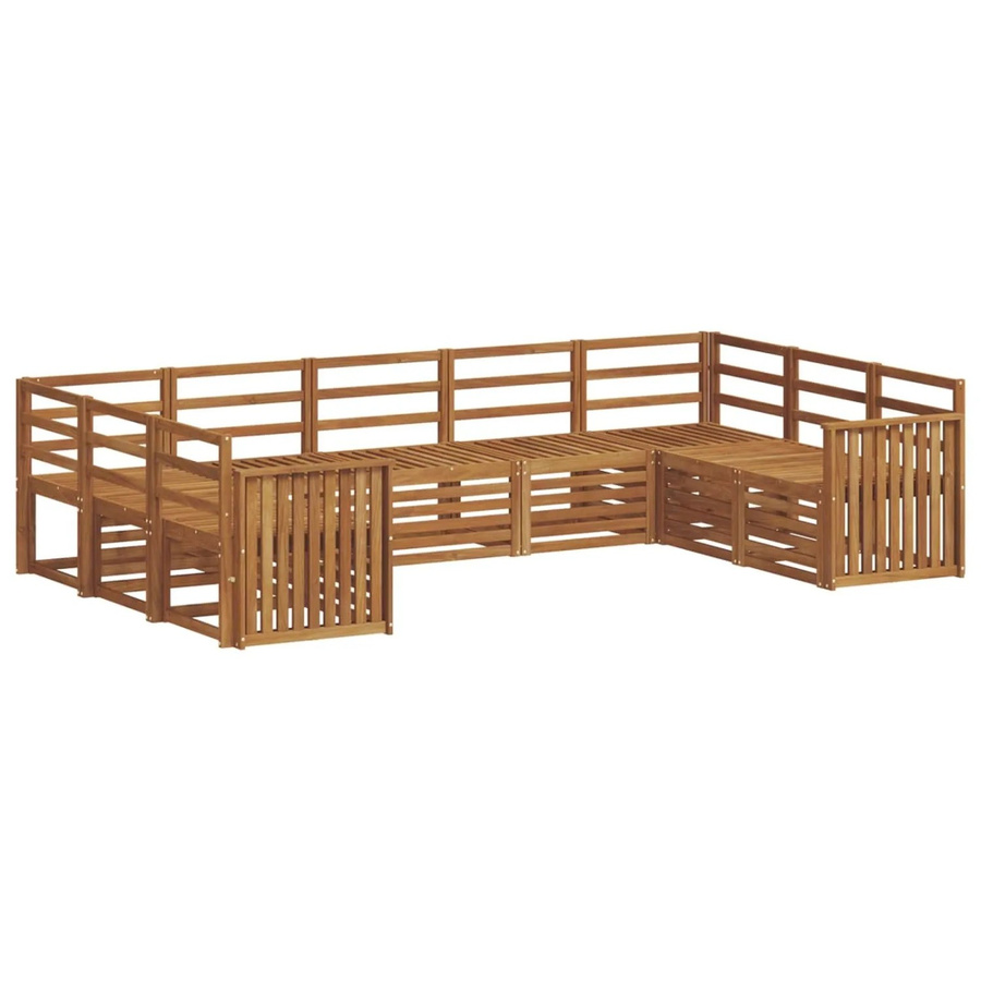 vidaXL Sofagarnitur 9-teilig in U-Form aus Akazie Massivholz, Braun, Modernes Latten-Design - Bild 2